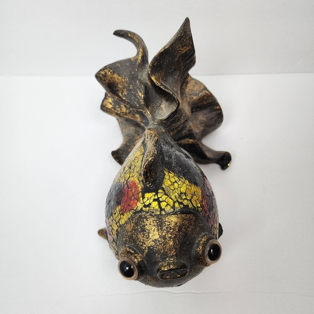 Mosiac Art Koi Fish Sculpture With Flowing Tail Vintange Mid Century Modern